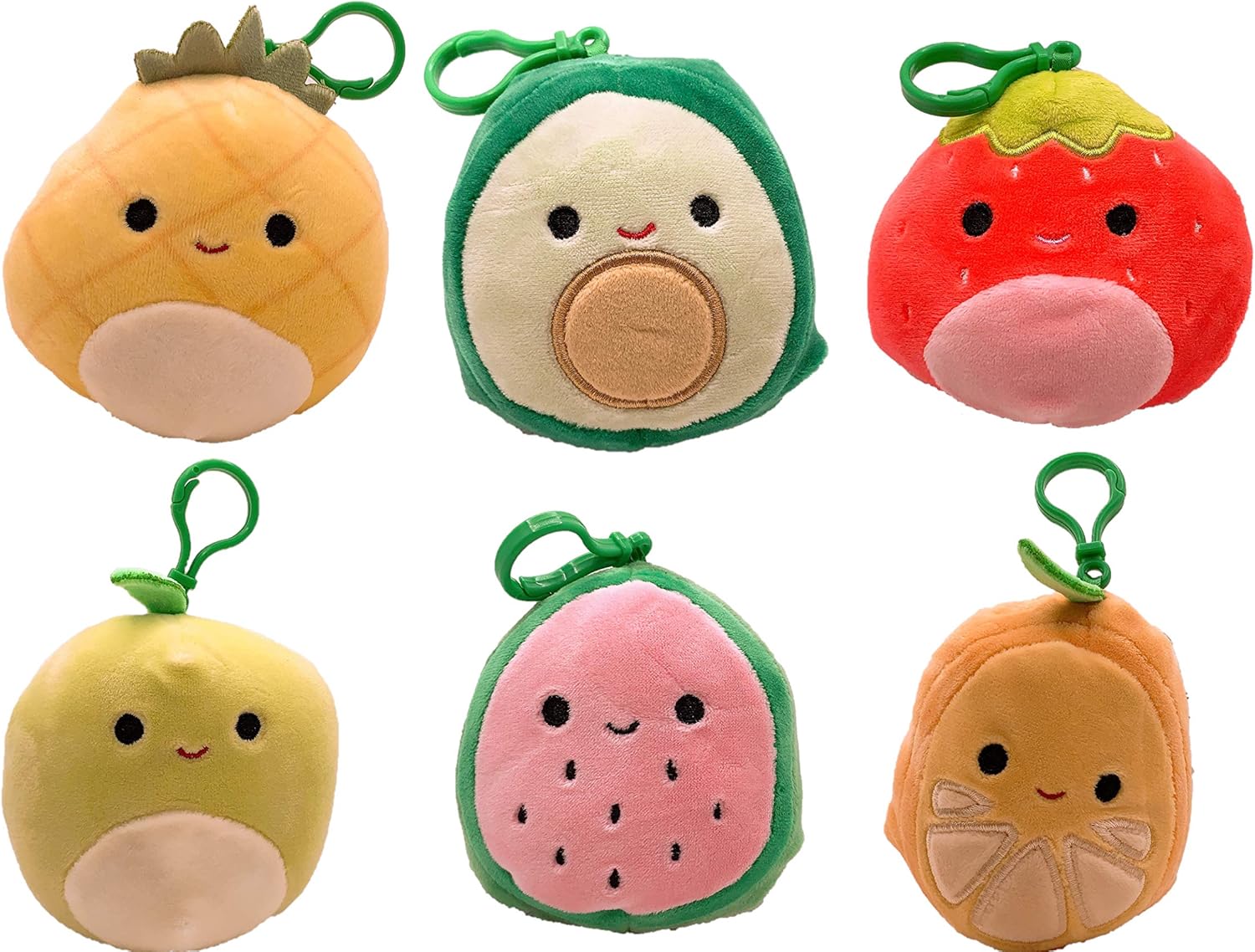 Squishmallow Kellytoy 2020 Set of 6 Mini 3.5" Fruits Squad Collection