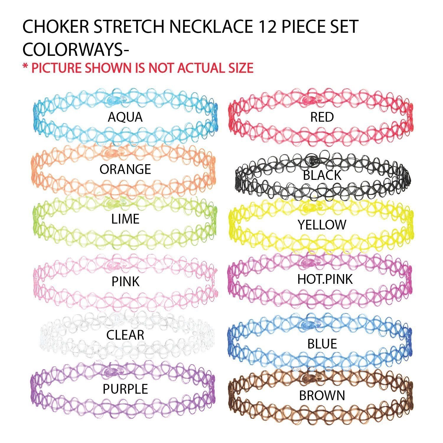 12PC Set Choker Rainbow Flower Collar Necklace for for girls kids