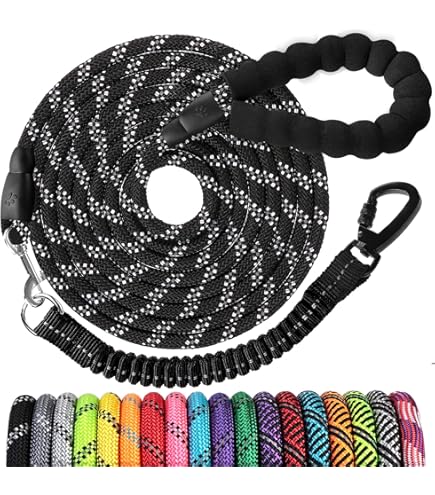 NTR 15FT Dog Training Leash – Reflective Rope Lead With 2 Swivel Hooks For Recall