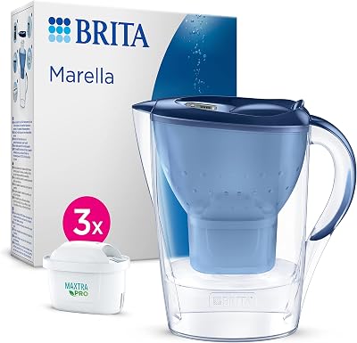 BRITA Marella Water Filter Jug Blue 2.4L Starter Pack 3x MAXTRA PRO