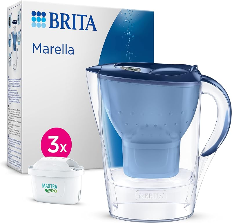 BRITA Marella Water Filter Jug Blue 2.4L Starter Pack 3x MAXTRA PRO