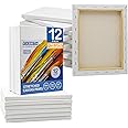 FIXSMITH Stretched Canvas for Painting- 8x10 Inch,Bulk Pack of 12,Primed,100% Cotton,5/8 Inch Profile of Super Value Pack for Acrylics,Oils & Other Painting Media.