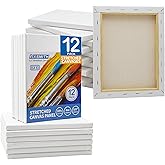 FIXSMITH Stretched Canvas for Painting- 8x10 Inch,Bulk Pack of 12,Primed,100% Cotton,5/8 Inch Profile of Super Value Pack for Acrylics,Oils & Other Painting Media.