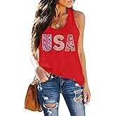 QAUN USA Tank Tops Women: Flag Sequin Tank Patriotic Shirts 4th of July Sleeveless T Shirt Summer Casual Bling Tops