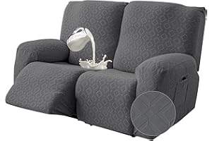 GENINA Gennia Waterproof Recliner Loveseat Cover,Stretch Reclining Sofa Covers with Pockets,Washable Lazy Boy Recliner Slipcovers,Leakproof Couch Protector for Kids, Pets, Dog and Cat (2 Seat, Dark Gray)