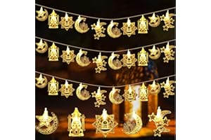 23GUANYI 5 Styles Ramadan Lights 15Ft 30 LEDs Battery Operated 2 Light Modes Islamic Decor for Eid Decorations Outdoor Indoor Ramadan Decorations for Home
