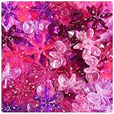 BeadTin Pink & Purple Mix Transparent 18mm Sunburst Craft Beads (135pcs)