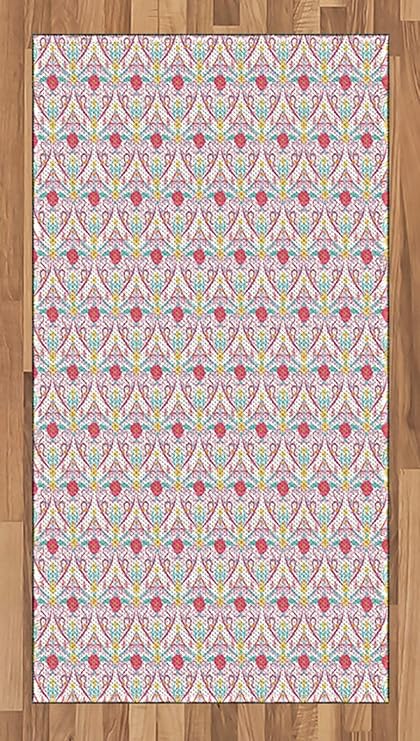 ABAKUHAUS Boho Teppich, Arabeske Blumenmuster, Deko-Teppich Digitaldruck, Färben mit langfristigen Halt, 80 x 150 cm, Mehrfar