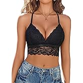 Avidlove Bralette for Women Wireless Lace Bra V Neck Racerback Cami Tank Y2k Camisoles Adjustable Crop Top