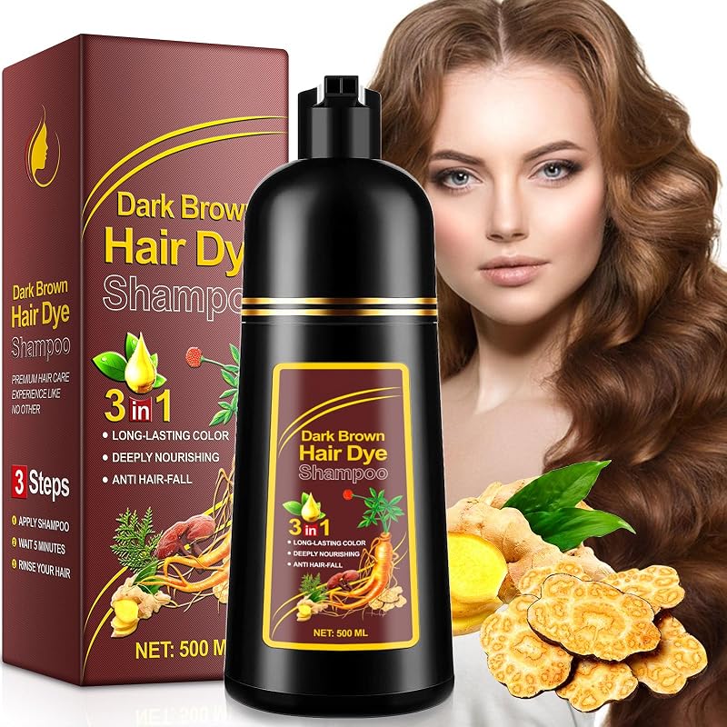 Generic 3 in 1 Herbal Hair Dye Shampoo Deeply Nourishing Natural Dark Brown