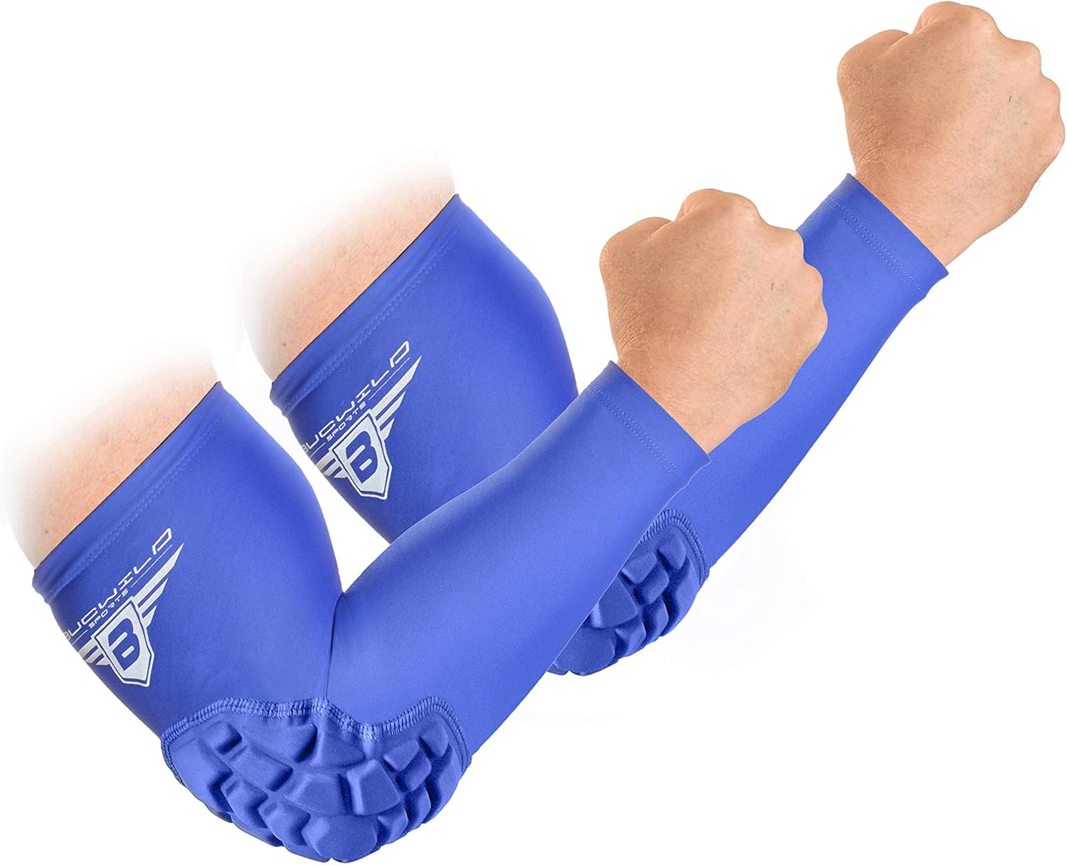 Bucwild Sports Padded Elbow Arm Sleeves for Basketball Football Volleyball Youth & Adult Size Pads (1 Pair) : Clothing