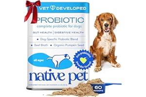 Native Pet Probiotics for Dogs - Dog Probiotics Powder for Digestive Health, Gut Support, & Immune Boost – Vet-Formulated Powder for Maximum Potency with Digestive Enzymes & Prebiotics - 60 Scoops