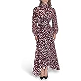 Halston Womens Long Bishop Sleeve Mock Neck Maxi Dress