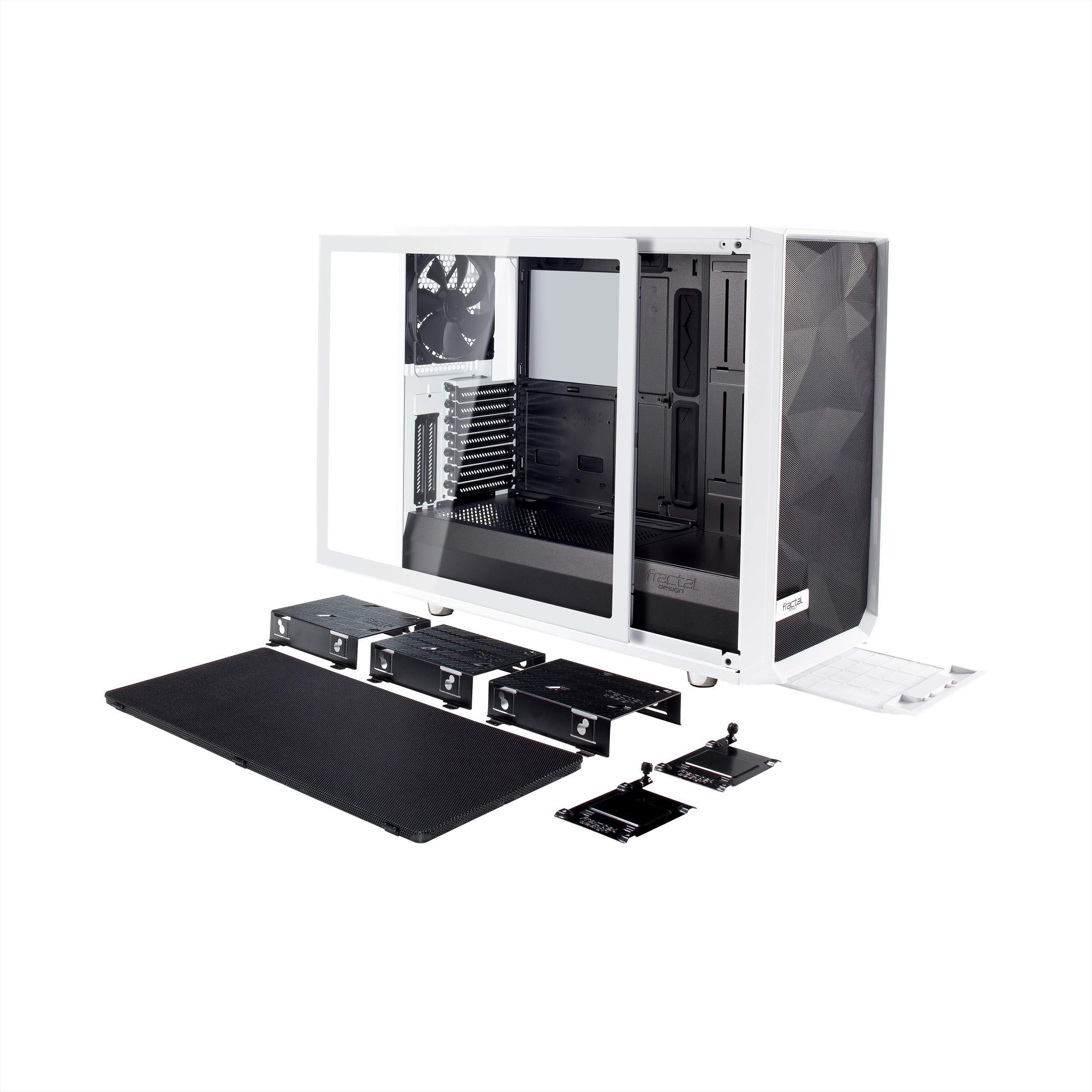 Fractal Design Meshify S2- Mid Tower Computer Case- Airflow/Performance- 3X Silent Fans and Nexus Hub Included- PSU Shroud- Modular Interior- Water-Cooling Ready- USB Type C- White Tempered Glass