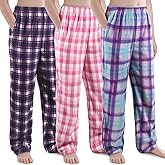 IHU 3 Pack Girls Pajama Pants Micro Fleece Soft PJ Bottoms for Kids Cute Print Lounge Sleep Clothes with Pockets