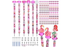 AIPRIDY 158 Pcs DIY Fairy Wand Garden Stakes Kit,Multiple Color Scheme European Beads Crystal Diamond Tops and 12 or 10 Inch Threaded Rods,Stainless Steel Stakes with Diamond Toppe(Rose Red)