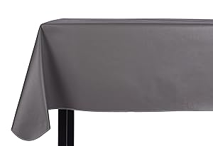 Yourtablecloth Heavy Duty Vinyl Rectangle or Square Tablecloth – 6 Gauge Heavy Duty Tablecloth – Flannel Backed – Wipeable Tablecloth with Vivid Colors & Many Sizes 52 x 70 Gray