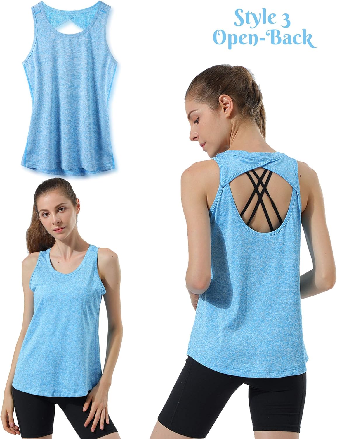 Liberty Imports Set of 5 Styles of Women's Heather Workout Tank Tops, Lightweight Active Yoga Training Sleeveless Shirts: Clothing