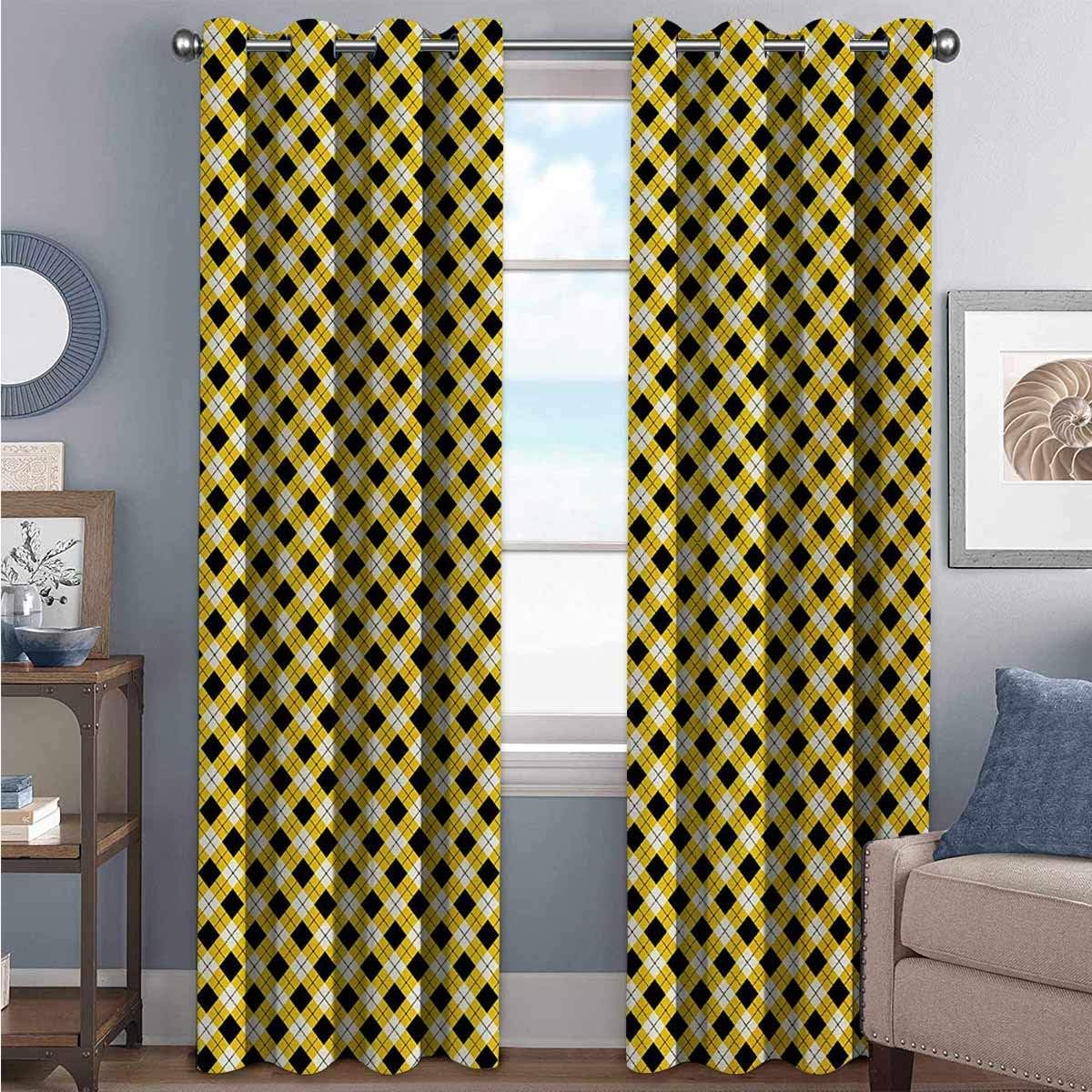 Toopeek Geometric Blackout curtains with grommets darken Argyle Pattern