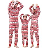 ANGELGGH Family Matching Christmas Onesie, Cute Vacation Xmas Print One Piece Pajamas, Hooded Holiday Sleepwear Nightwear PJs