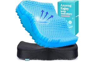 Anzeng Gel Seat Cushion for Long Sitting & Hip Pain Relief (Large Size) - Cooling 3D Cushions for Office Chair, Car, Wheelchair, Breathable & Non-Slip Cover with Pressure Relief Technology