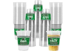 GATHERFUN Class of 2025 Celebration - 100 Pcs 16oz Green Graduation Plastic Cups for Graduation Party | Sturdy & Durable Drinkware for Grad Festivities | Essential Graduation Party Supplies & Decorations