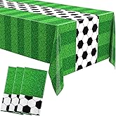 Buryeah 3 Pcs Soccer Themed Tablecloths 54 x 108 Inches Disposable Plastic Table Cover Supplies Rectangular Game Day Tablecloth Field for Tailgate Sports Party