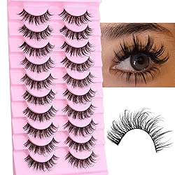 DSLONG 10 Pairs Wet Look Manga Lashes 3D Multi
