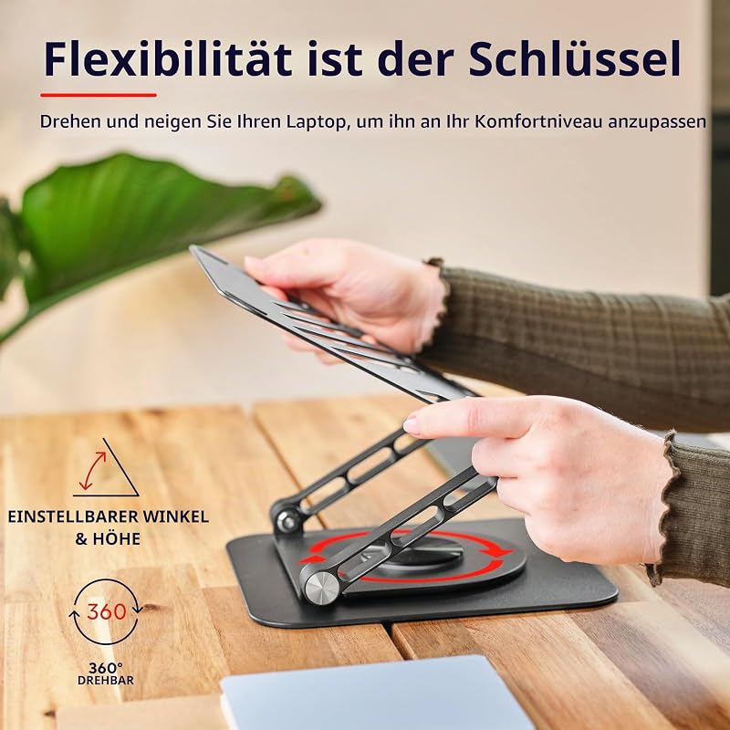 Zeff Höhenverstellbarer Laptop Ständer für Laptop 16 Zoll, Schwarz