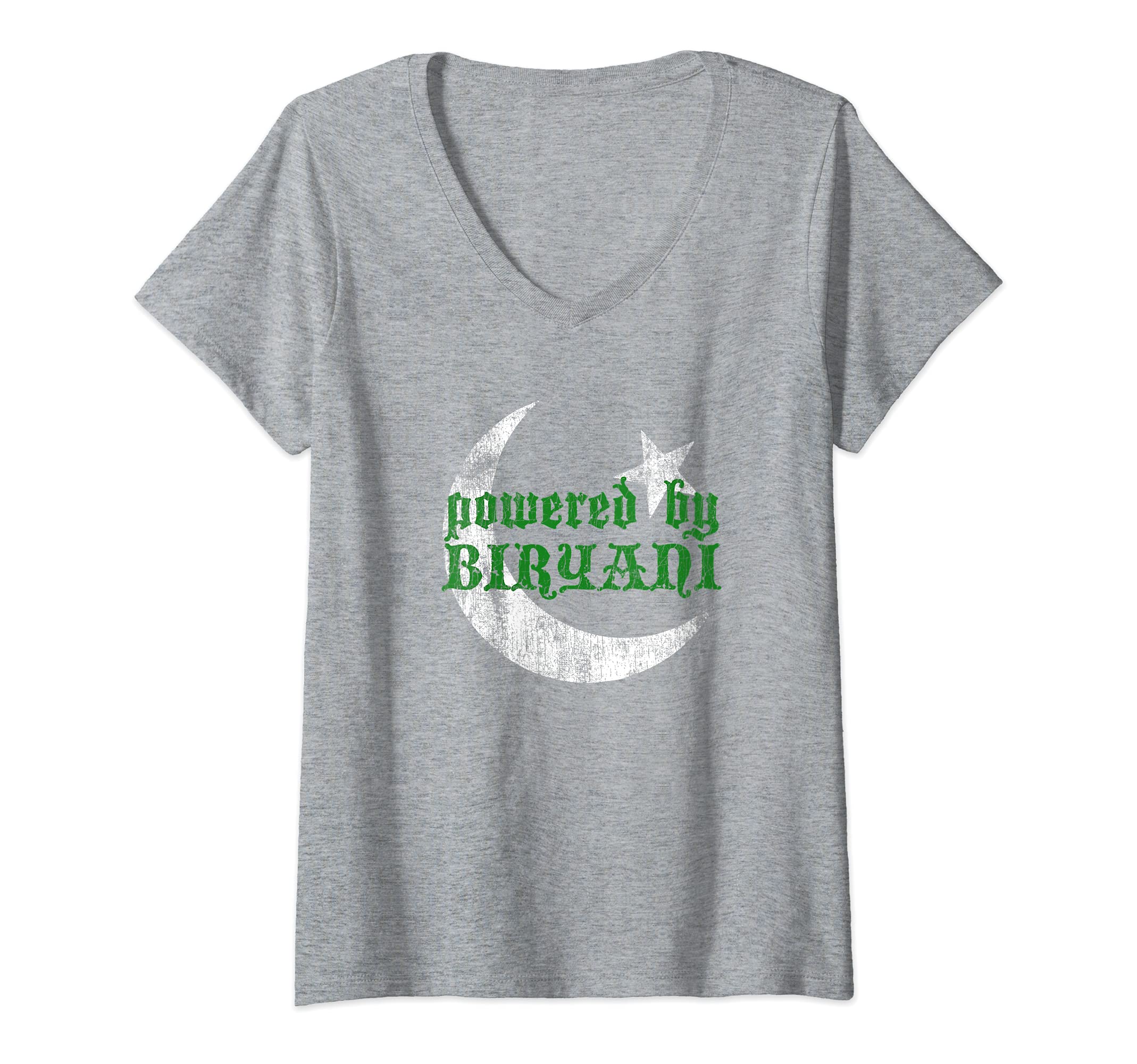 Womens Pakistani Flag Gift - Pakistan Cricket - Powered by Biryani V-Neck T-Shirt