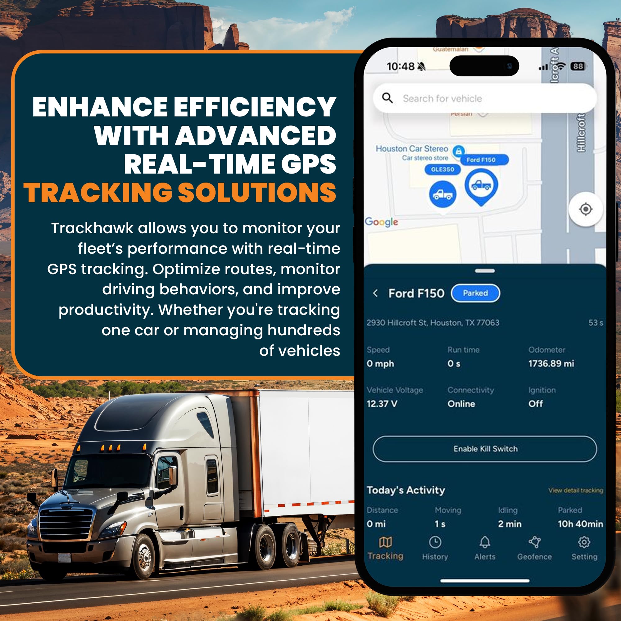 Trackhawk VL03 GPS Kill Switch 4G LTE Tracker – Real-Time Tracking for Cars, Trucks, and Trailers, Vehicle Monitoring with Kill Switch - Monitoring Device, Live-Tracking, Subscription Required - VL03