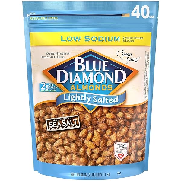 BLUE DIAMOND ALMONDS LOW SODIUM LIGHTLY SALTED SNACK NUTS, 40 OZ RESEALABLE BAG (PACK OF 1)