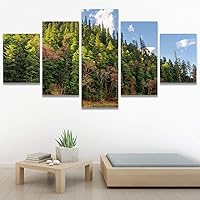 SIGNWIN 5 Panel Canvas Wall Art Modern Art Expressive Farmhouse/Country Landscape Mountain Top Multicolor Photography for Home Decorations Ready to Hang - 60