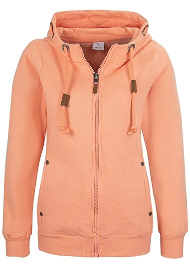 Sublevel Damen Sweat-Jacke mit Kapuze und Badges - tailliert