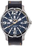 NOA Unisex Swiss Automatic Watch - Premium Analog Display With Black Dial and Alligator Watch Band - White and Yellow Accents - Water Resistant Stainless Steel Fashion - GA EVO-001-P