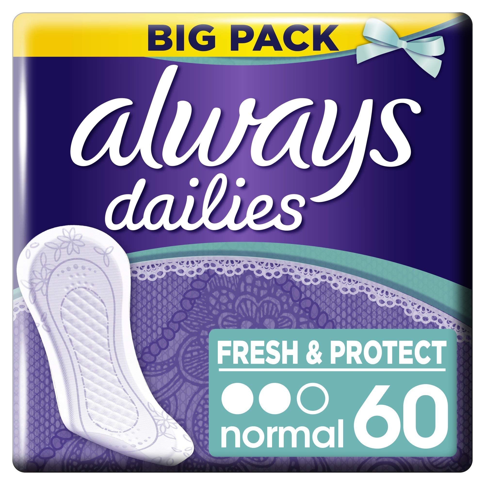 Always Dailies Fresh & Protect Panty Liners Normal, Pack of 60