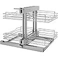 Rev-A-Shelf Dual Tier Pullout Shelf Storage Organizer for Blind Corner Kitchen or Bathroom Cabinets,18", 4 Shelves, Silver, 5PSP-18-CR