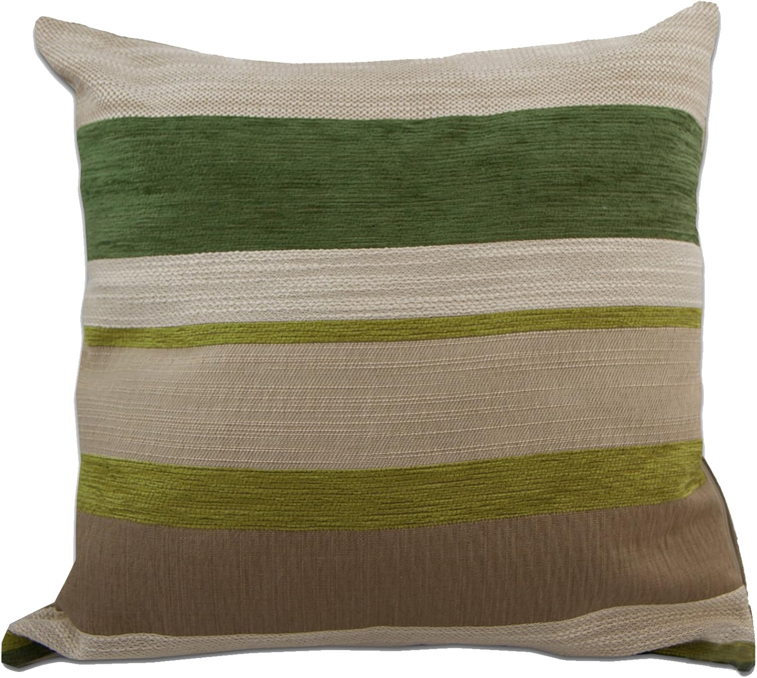 Just Contempo Chenille Striped Cushion Cover, Green, 17x17 inches