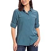 33,000ft Women's UPF 50+ UV Long Sleeve Sun Protection Safari Shirts Quick Dry Outdoor Fishing Hiking Travel Shirt
