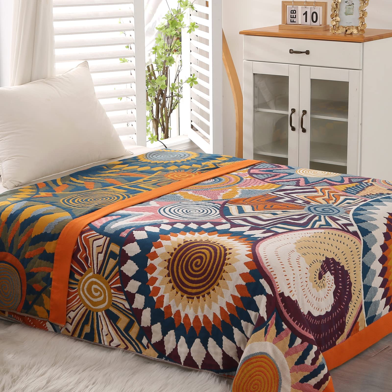 Throws for Sofas Large, Boho Throw Blankets for 2 3 4 Seater Sofas and Double Bed Armchair Couch, Cotton Weighted Soft Furniture Throws(80''×90''/200x230cm) — image 1