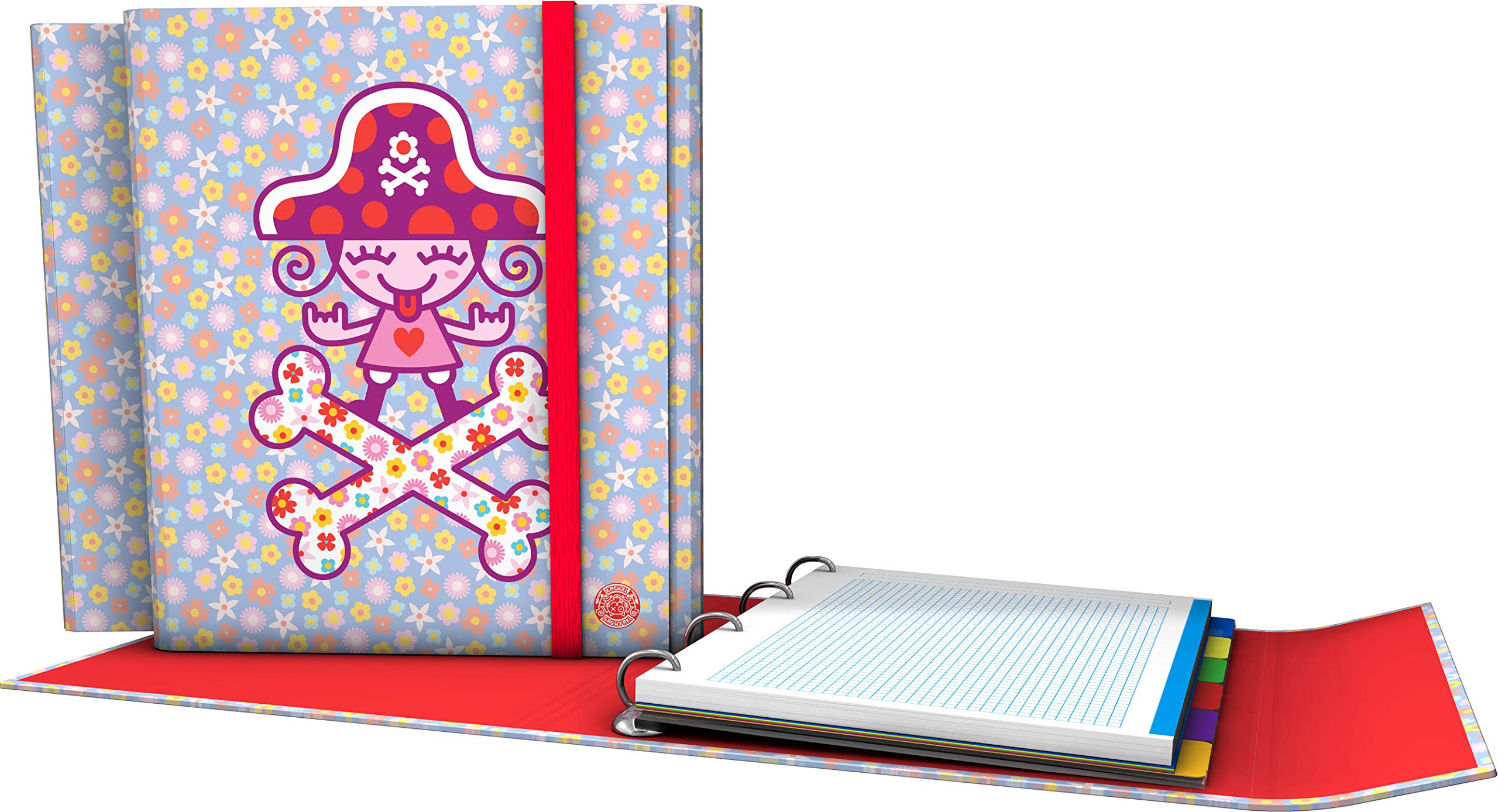 Grafoplás 88211950 Katuki Saguyaki Collection 4-Ring Binder and Refill Pirate Heart, A4