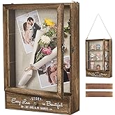 AW BRIDAL 11X16 Large Shadow Box Picture Frames Deep Shadow Boxes Display Cases with Removable Shelves and Drawers, Brown Wooden Memory Boxes for Keepsakes with Slot Christmas Decorations Gifts