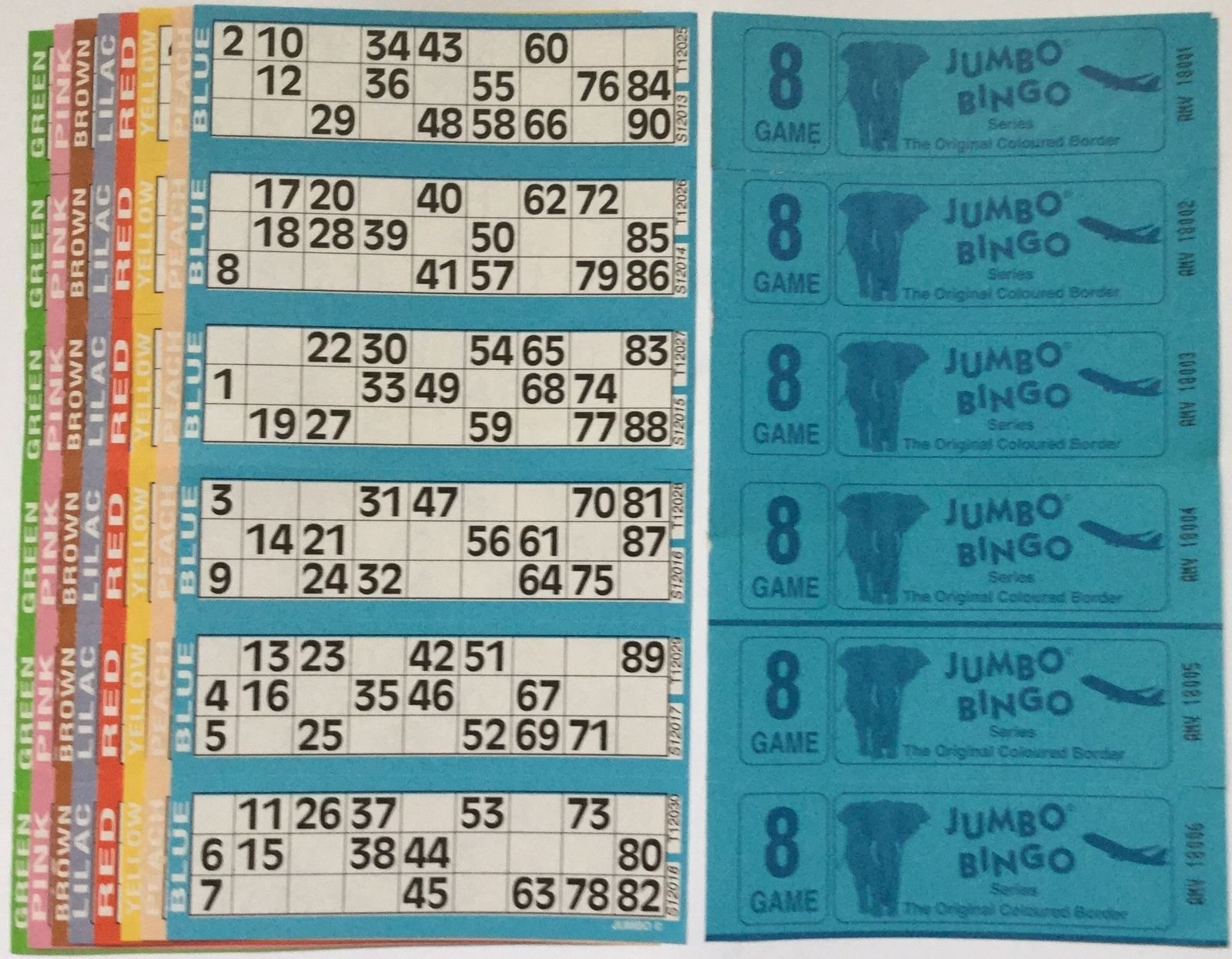 Jumbo 1500 8 PAGE GAMES BINGO TICKETS 6 TO VIEW BINGO BOOKS