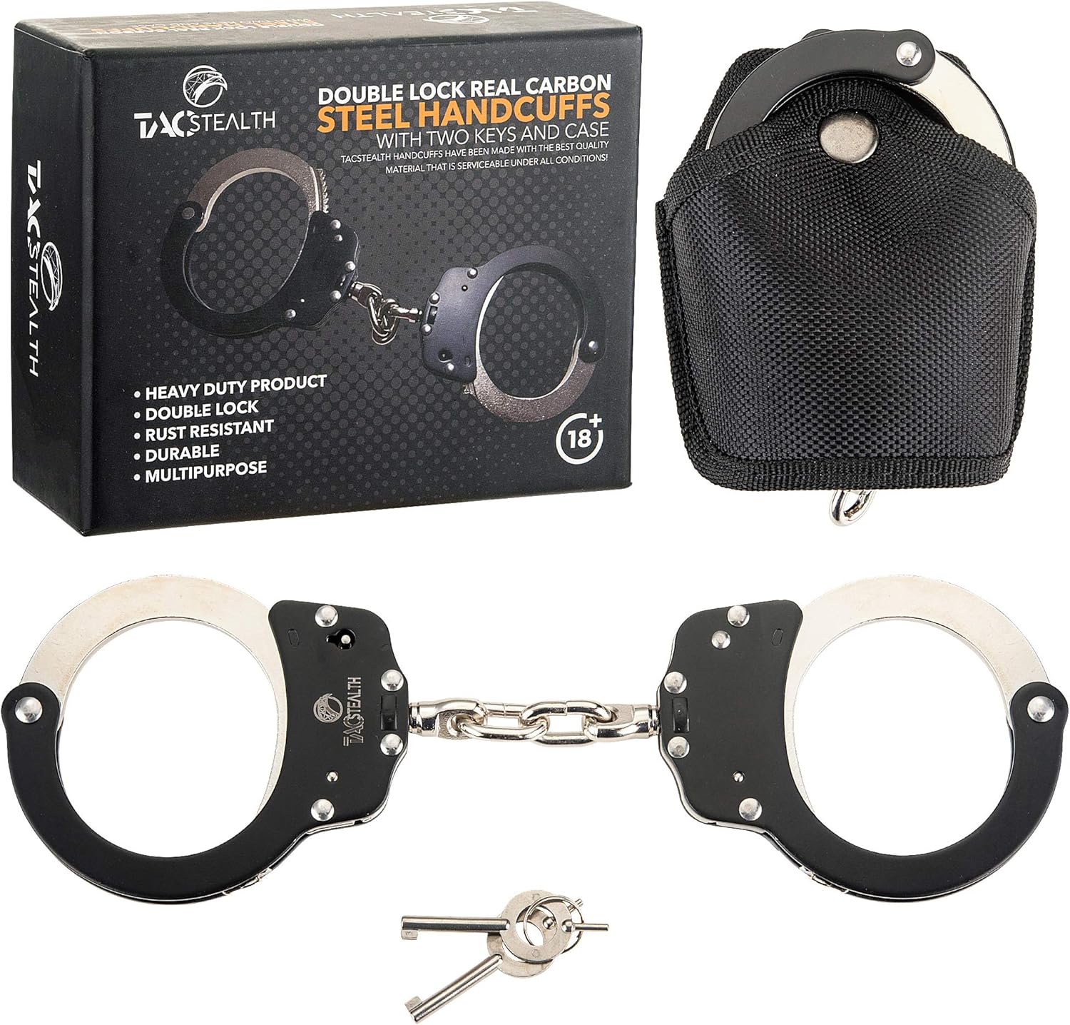 TacStealth Handcuffs with Two Keys & Handcuffs Case Heavy