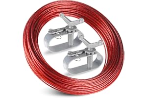 NEWREACH 100ft Pool Cover Cable & 2 Winch, Plastic-Coated Steel Cable + Aluminum Spring Loaded Ratchet, Pool Cover Cable and Ratchet for Securing Above Ground Swimming Pool Covers