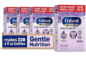 Enfamil NeuroPro Gentlease for Easing Fussiness, Crying, Gas, Spit-up in 24 Hrs, Smaller Proteins for Easy Digestion, Brain Supporting DHA, Prebiotic Blend, HuMO6*, Baby Formula, 35.2 Oz (Pack of 4)