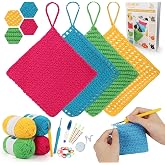 Katech Crochet Kit for Beginners, Dishcloth Crochet Starter Kit for Adults | Learn to Crochet-Beginner Crochet Kit Contain Detail Instruction Soft Yarn and Crochet Hook Supplies, Ideal Gift for Beginner
