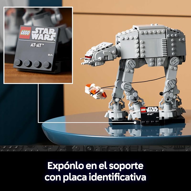 Star Wars 75440 AT-AT - Modelo para Adultos com Snow Speeder, Base de Exposição e Placa de Identificação - Decoração na Prateleira - Ideias de Presentes para o Dia do Pai