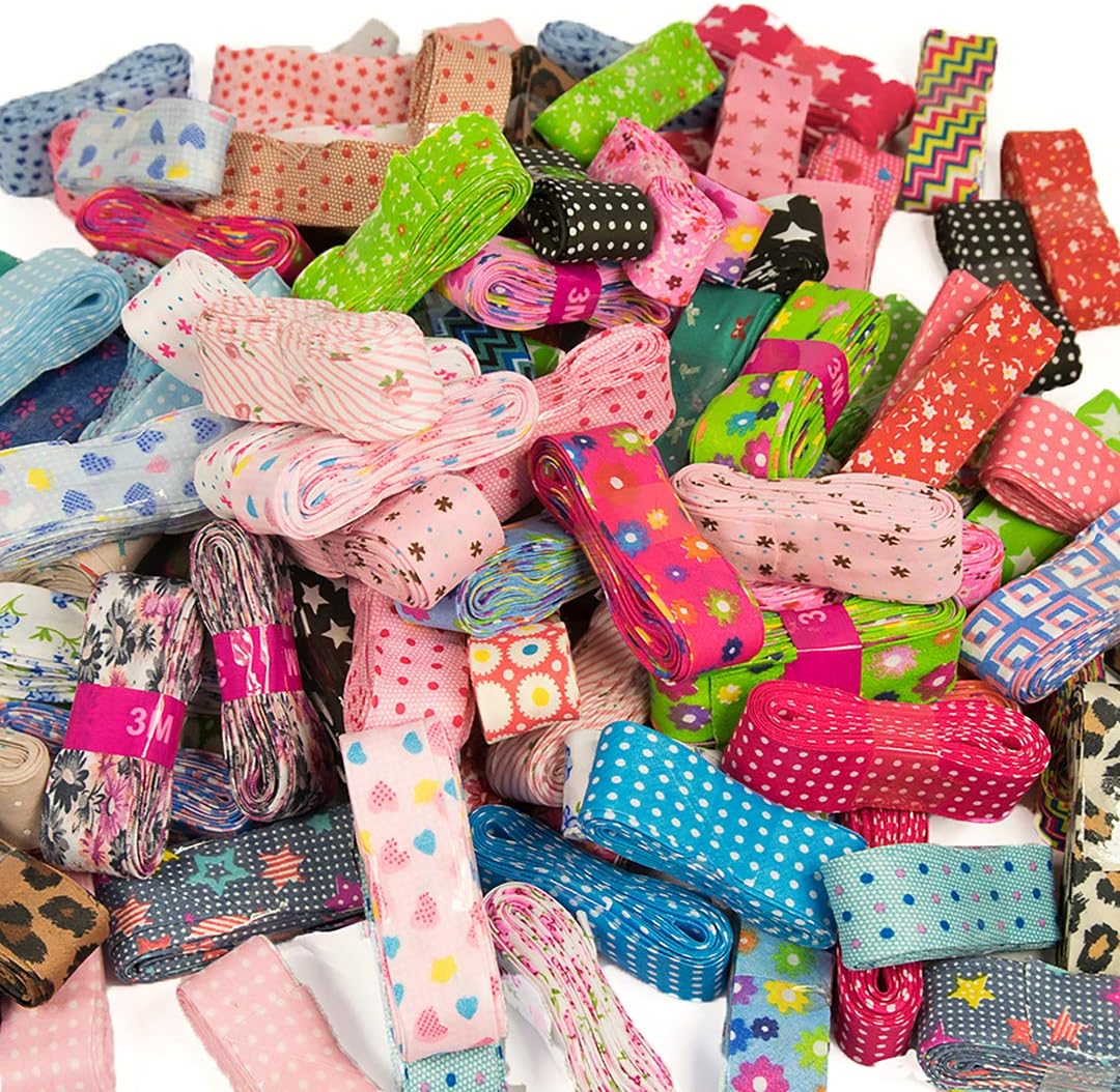 Schrägband 5er Set bunt gemischt Baumwolle