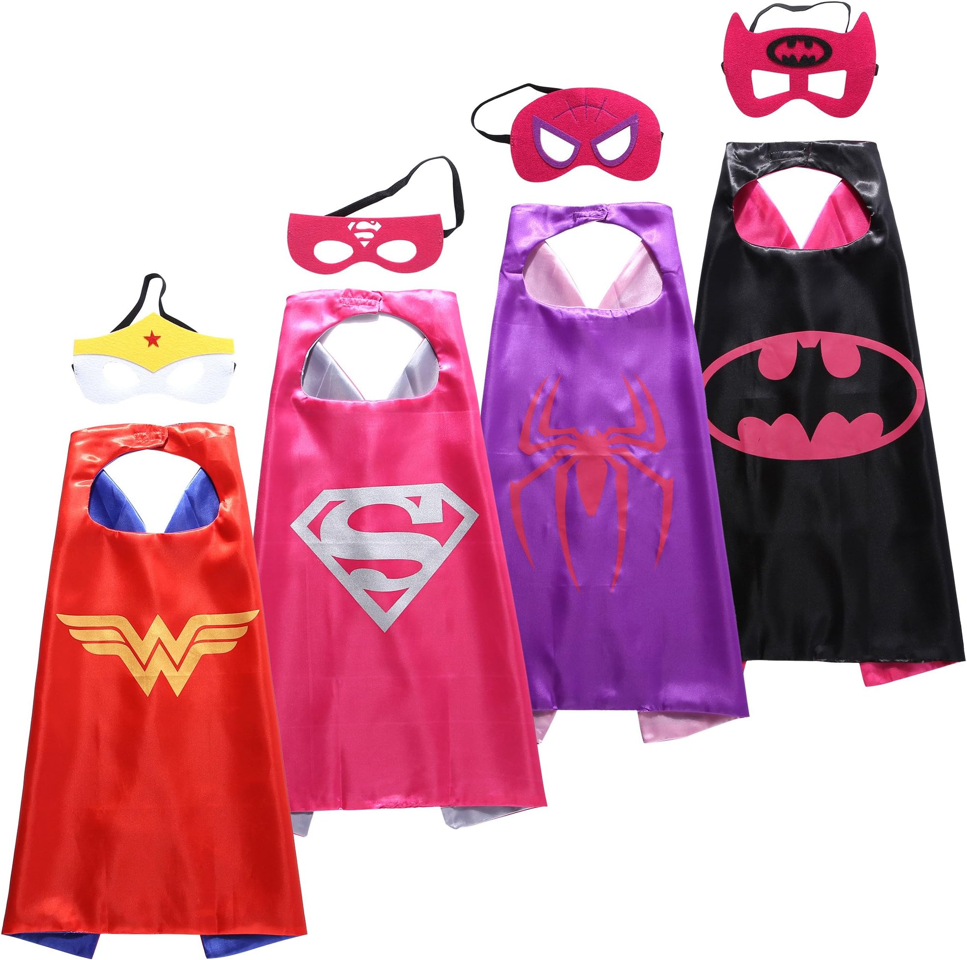 Zaleny Superhero Dress up Costumes - 4 Satin Capes and 4 Felt Masks